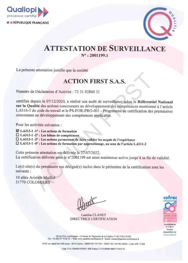 Attestation audit de surveillance