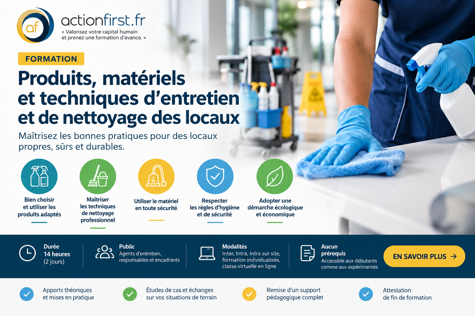 Produits, matériels et techniques d'entretien et de nettoyage des locaux